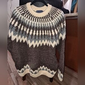 Paul James Men's Brown and Cream Crewneck Sweater